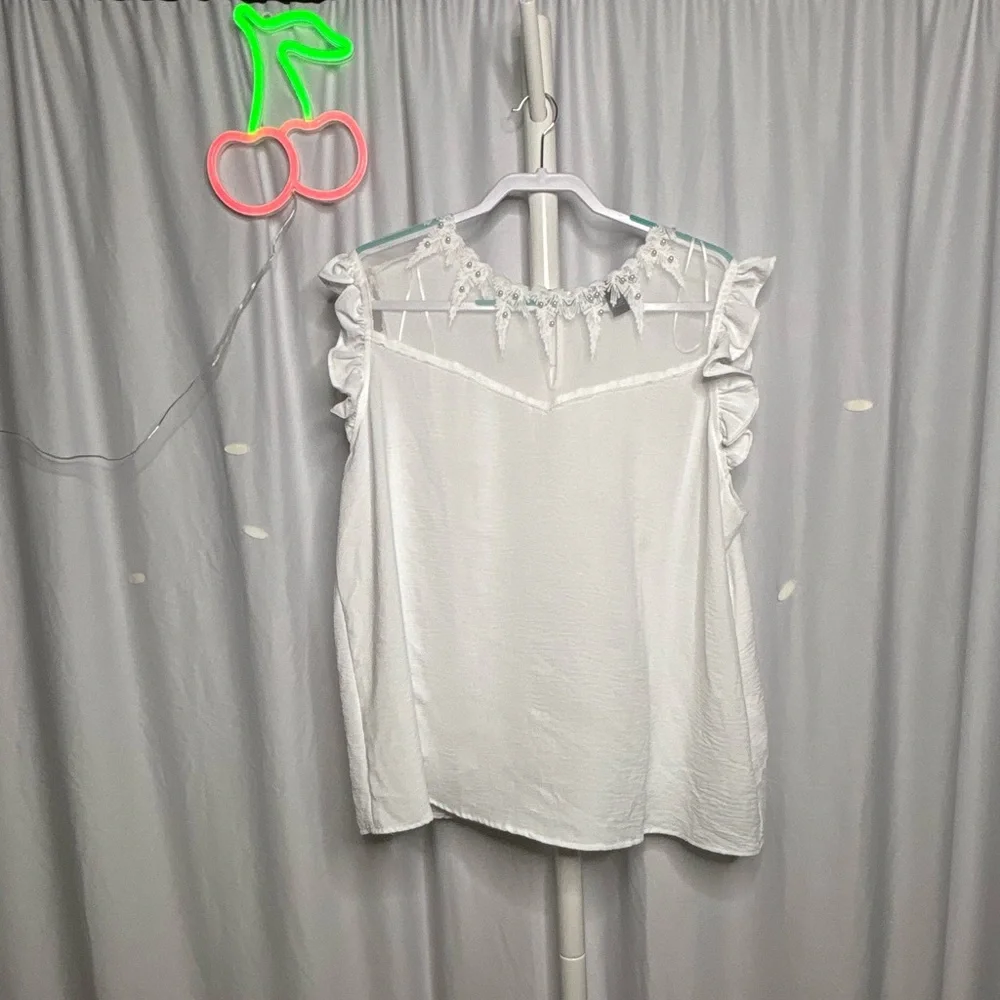 White Ruffle Blouse - Picture 2 of 4